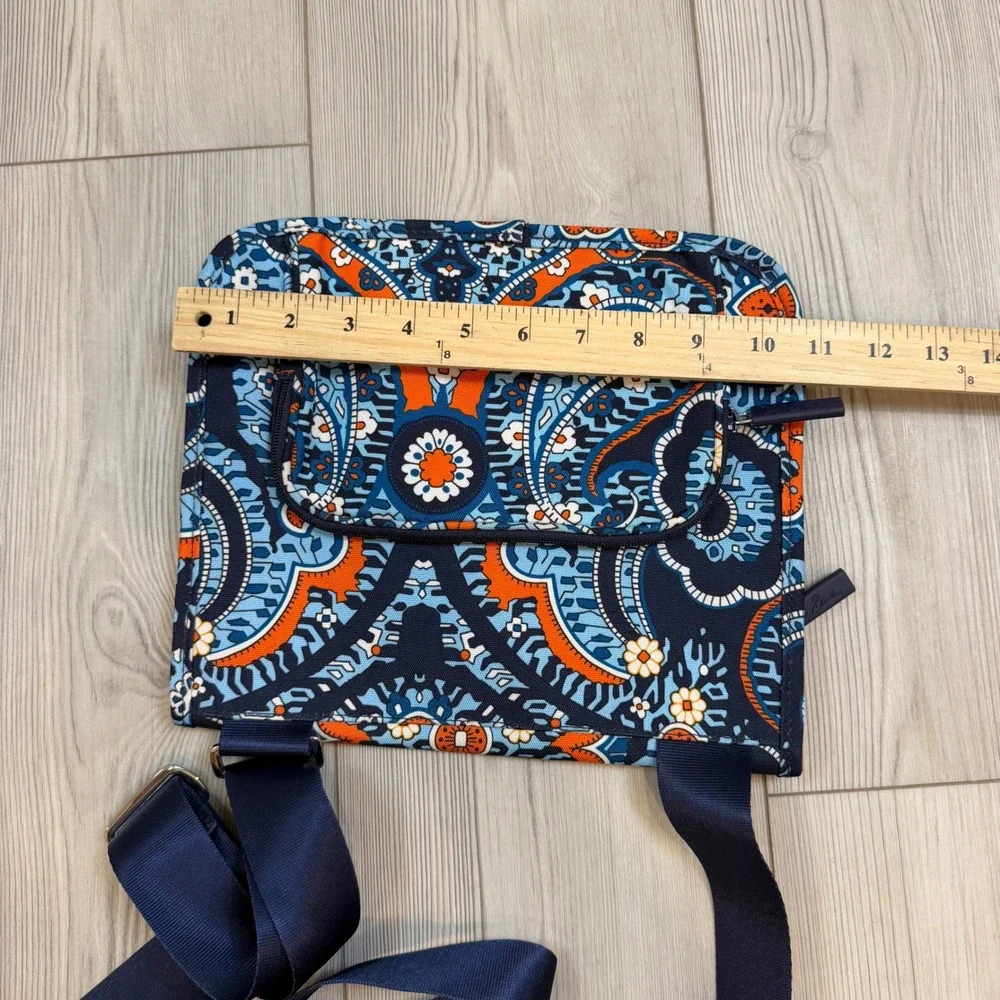 Vera Bradley Crossbody Messenger Bag Blue Orange Paisley Adjustable Strap